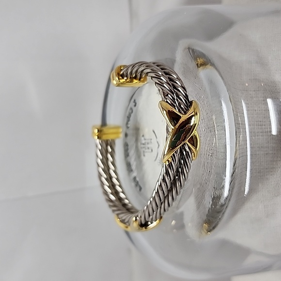 Vintage Two Tone Silver & Gold Cable Cuff - Picture 3 of 5